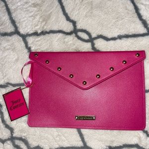 JUICY COUTURE hot pink Clutch faux leather pouch bag New